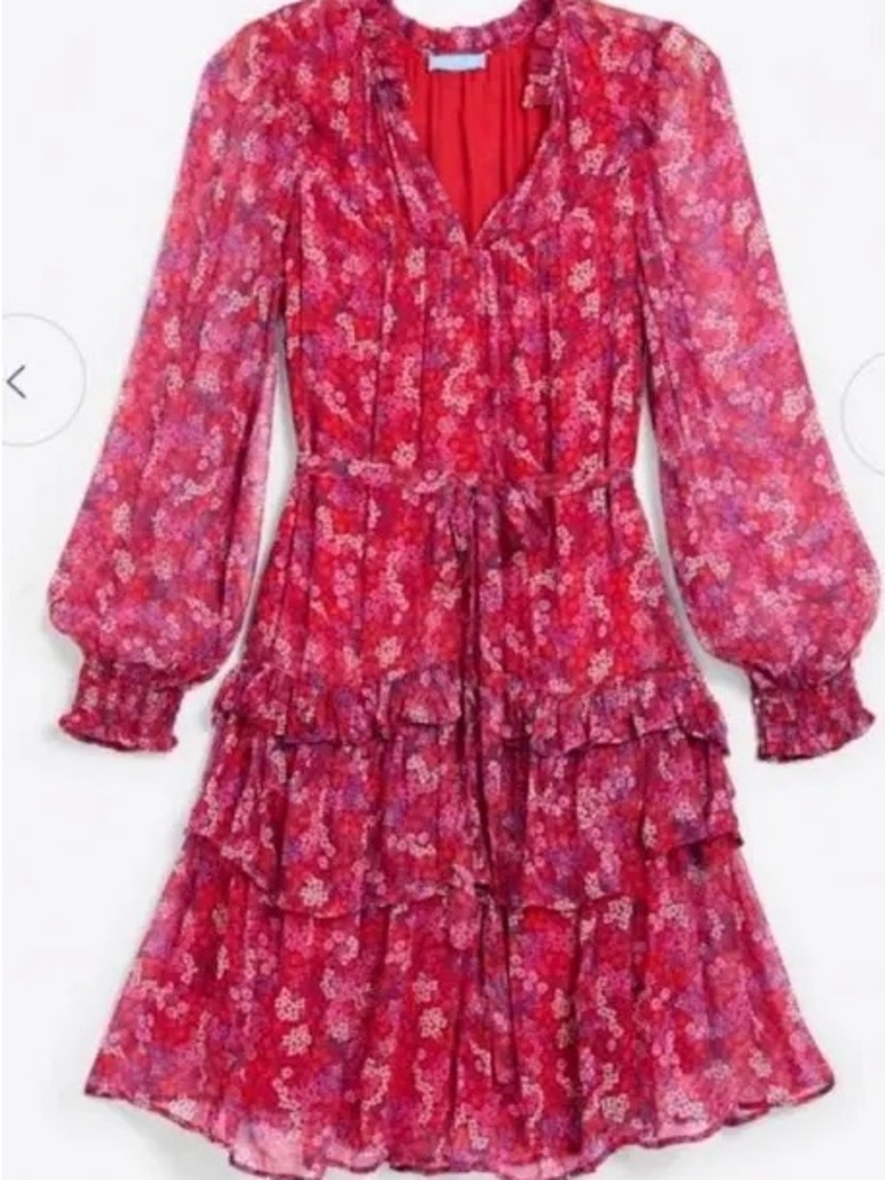 Draper James Brandi Garden Mum Floral Ruffle Dress Large